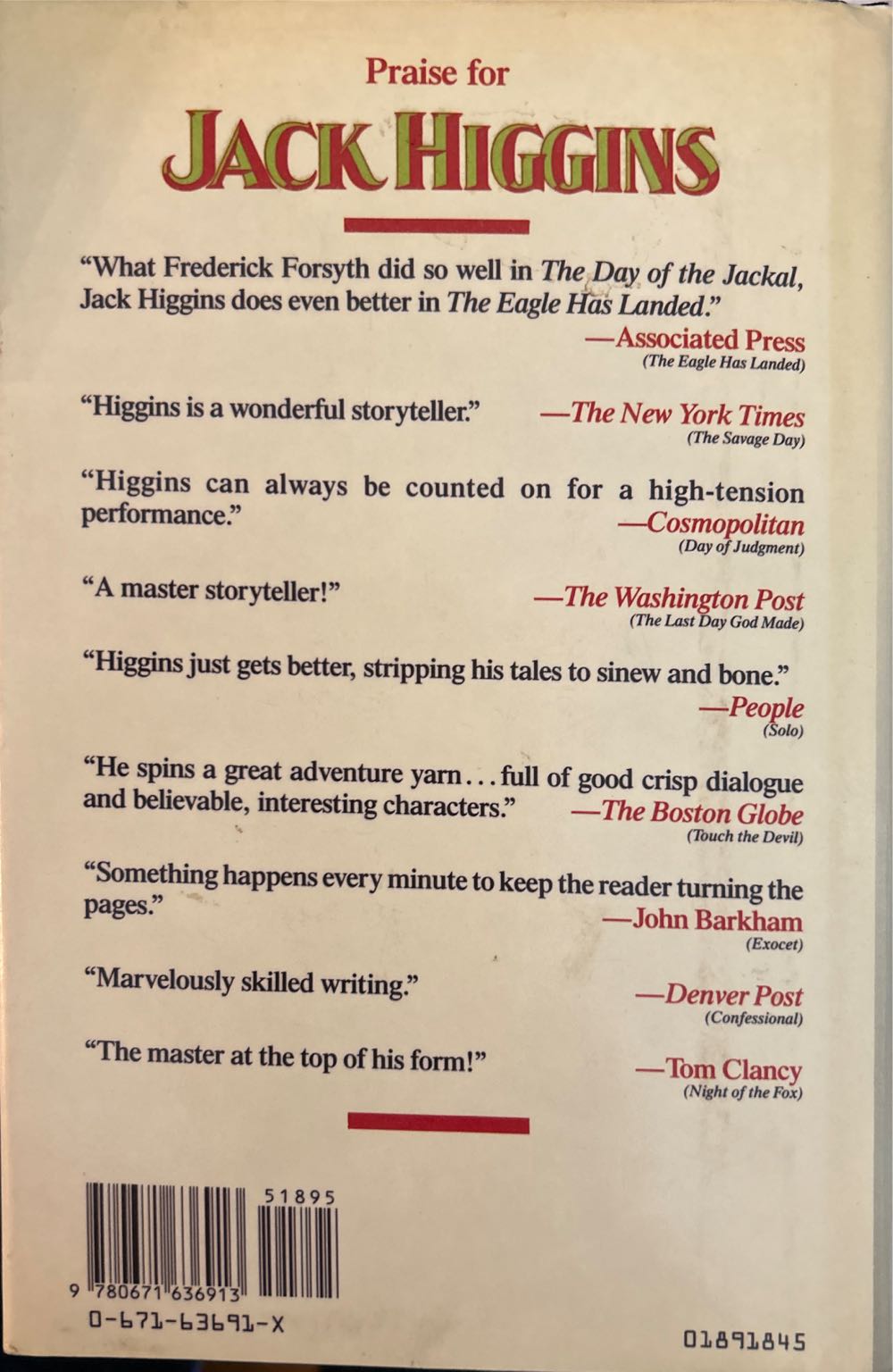 A Season In Hell - Jack Higgins (Simon and Schuster - Hardcover) book collectible [Barcode 9780671636913] - Main Image 2