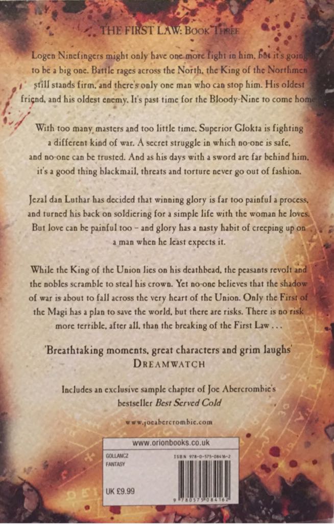 Last Argument Of Kings - Joe Abercrombie (Gollancz - Paperback) book collectible [Barcode 9780575084162] - Main Image 2