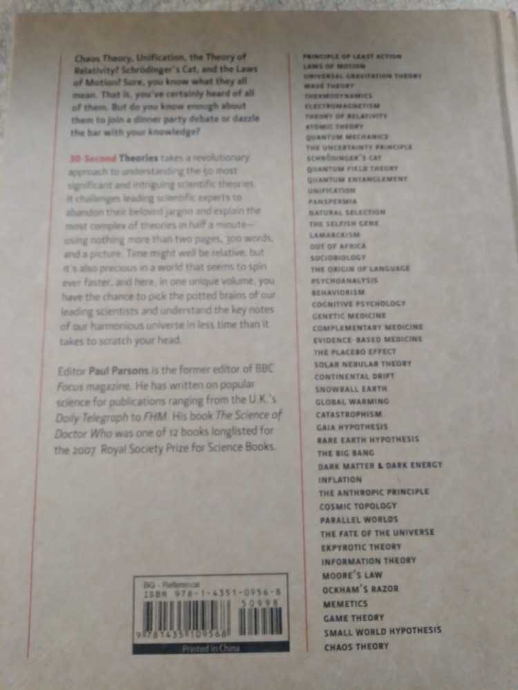 30-Second Theories - Paul Parsons (Metro Books - Hardcover) book collectible [Barcode 9781435109568] - Main Image 2