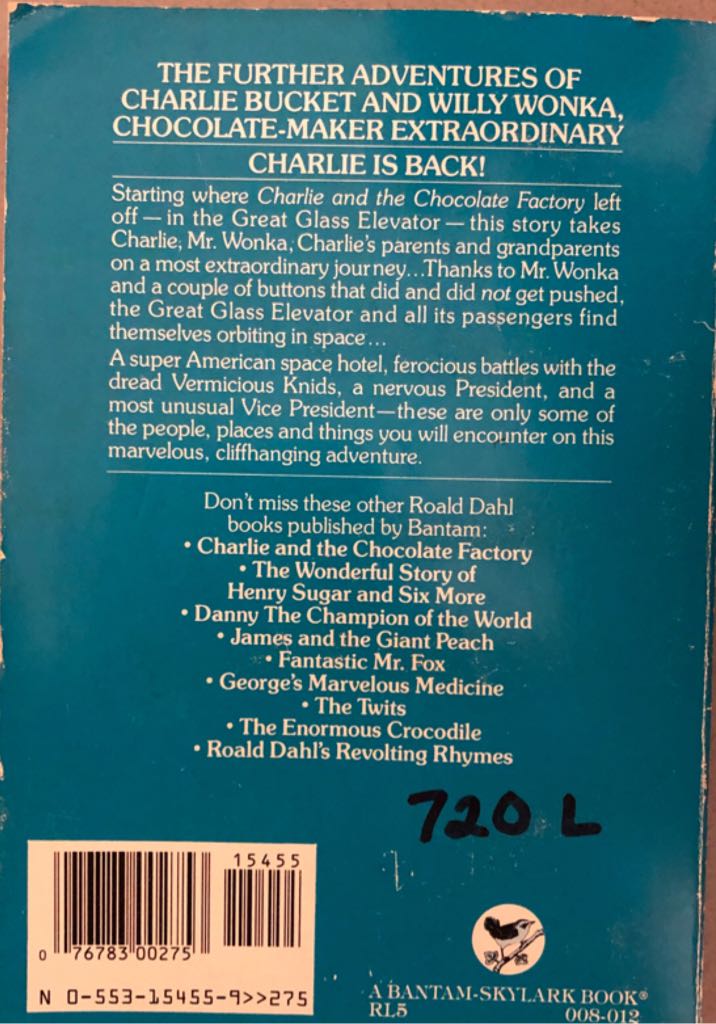 Charlie And The Great Glass Elevator - Roald Dahl (A Bantam Skylark Book - Paperback) book collectible [Barcode 9780553154559] - Main Image 2