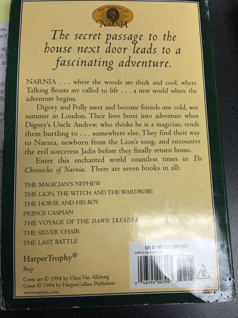The Magicians Nephew - C.S. Lewis (Harper Collins Hardbacks - Paperback) book collectible [Barcode 046594007995] - Main Image 2