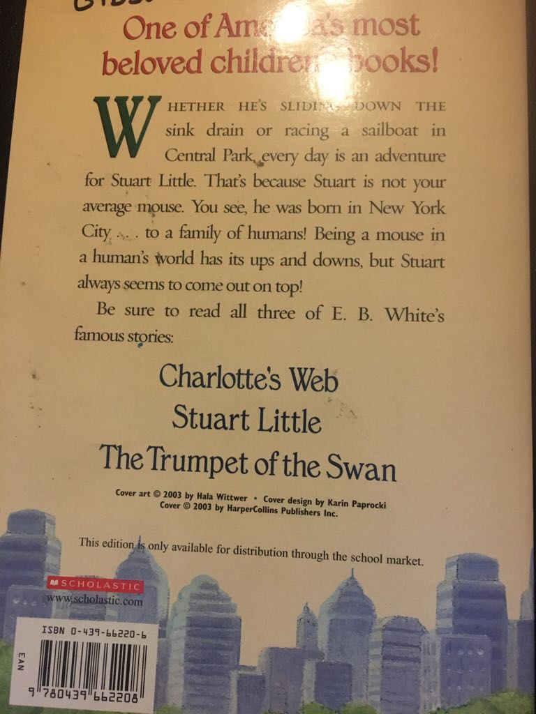 EBW: Stuart Little - E.B. White (Scholastic Inc. - Paperback) book collectible [Barcode 9780439662208] - Main Image 2