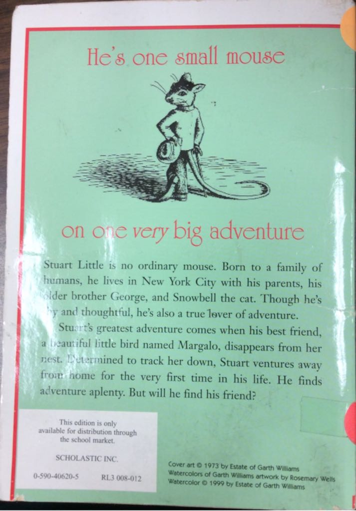 Stuart Little - White, E. B. (Scholastic, Inc. - Paperback) book collectible [Barcode 9780590406208] - Main Image 2