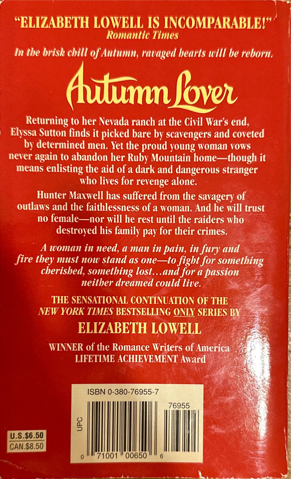 Autumn Lover - Elizabeth Lowell (Avon - Paperback) book collectible [Barcode 9780380769551] - Main Image 2