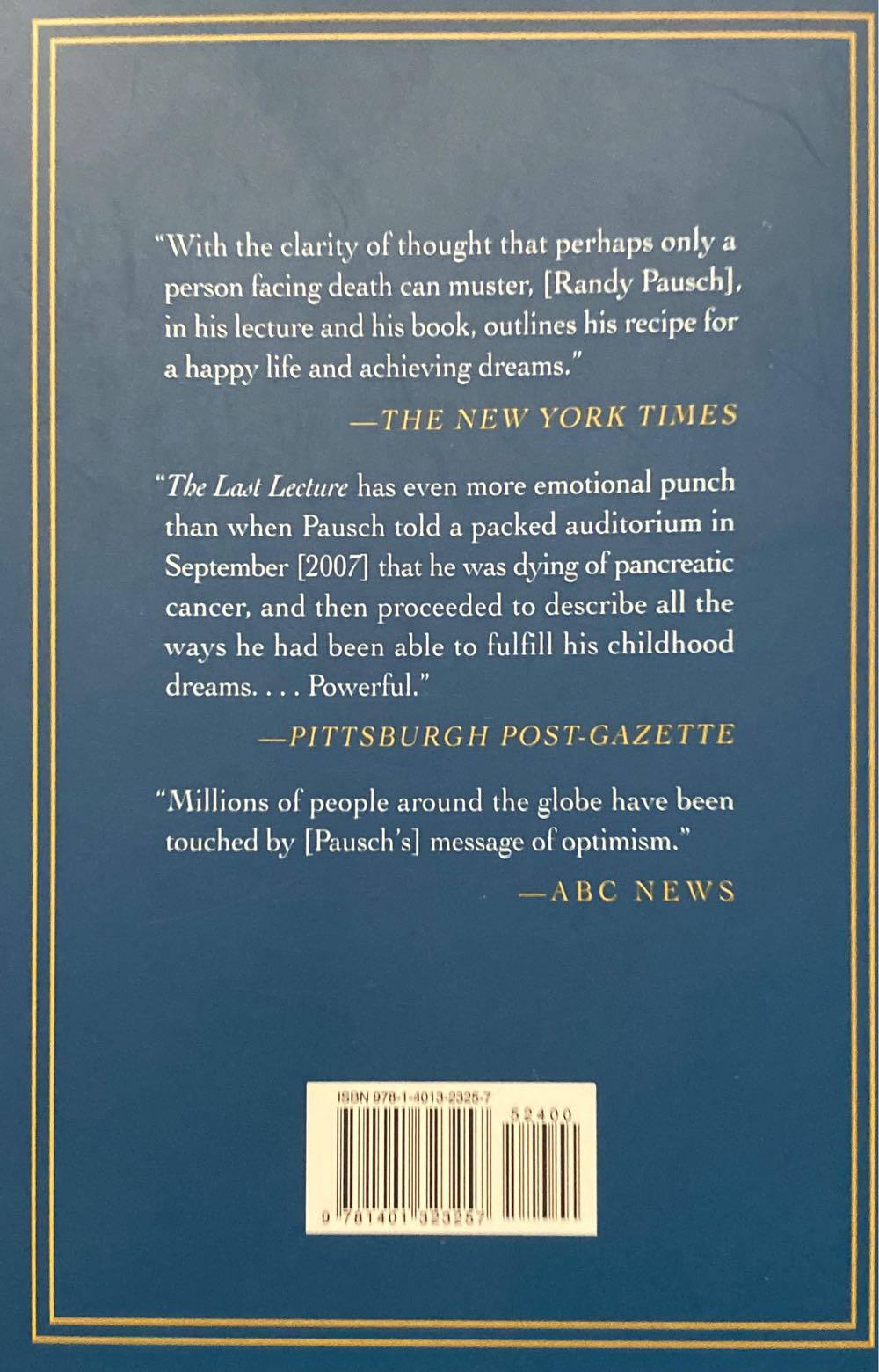 The Last Lecture - Randy Pausch (Hyperion Books - Hardcover) book collectible [Barcode 9781401323257] - Main Image 4
