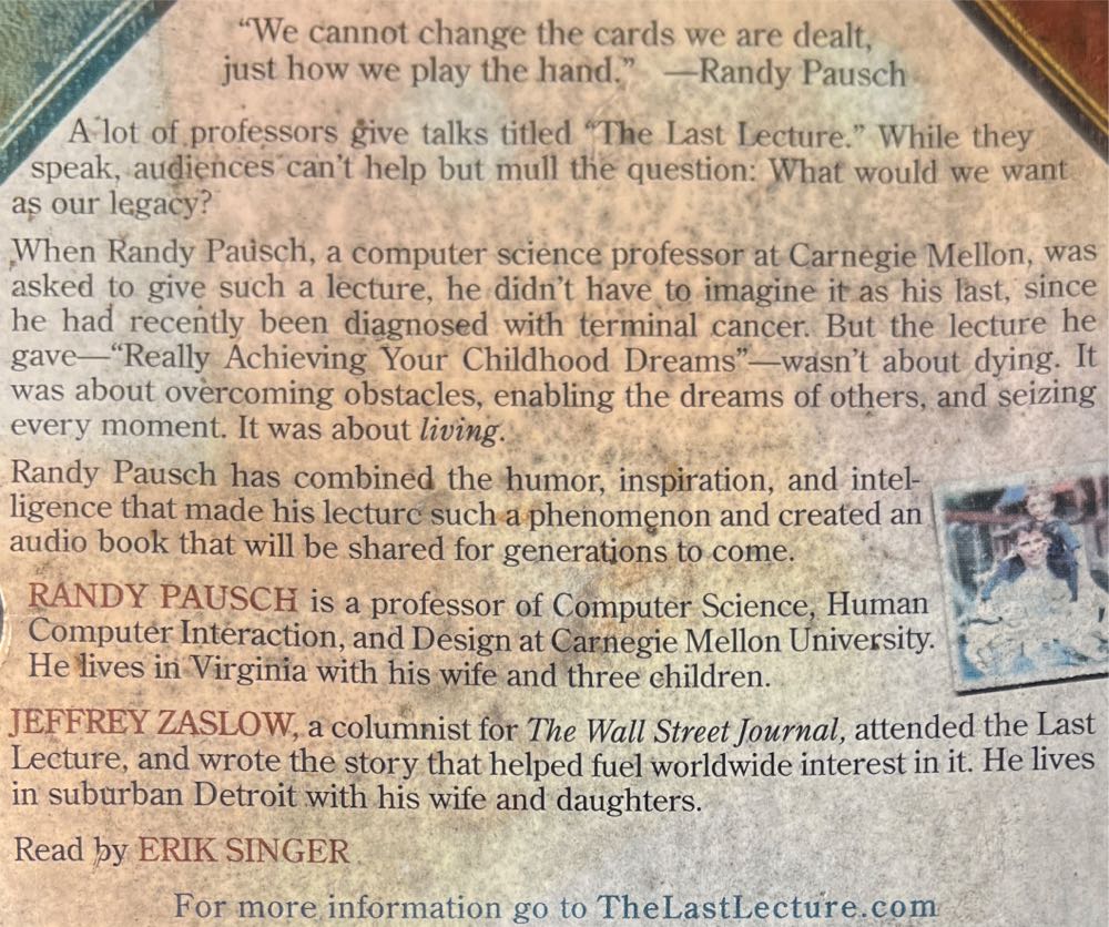 The Last Lecture - Randy Pausch (- Audiobook) book collectible [Barcode 9781401391447] - Main Image 2