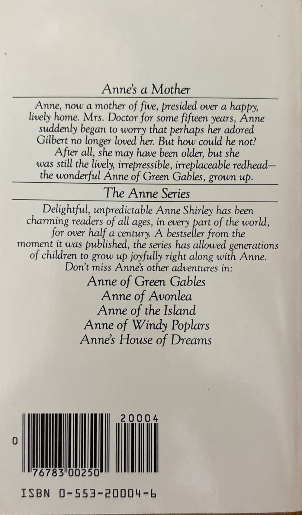 Anne of Ingleside - L. M. Montgomery (Bantam Books - Paperback) book collectible [Barcode 9780553200041] - Main Image 2