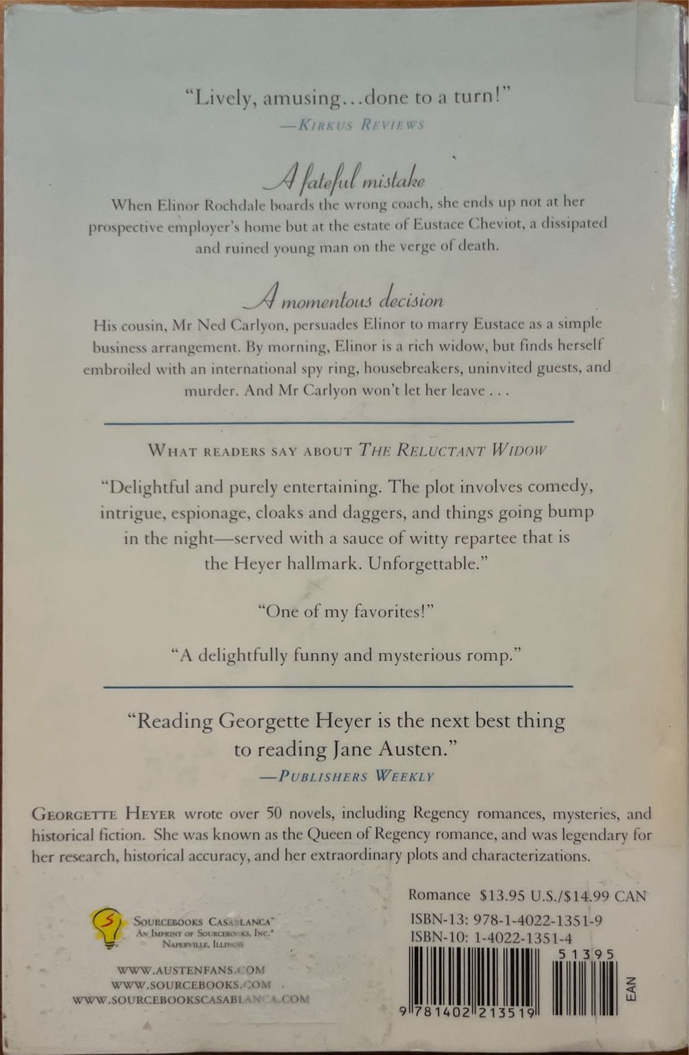 Reluctant Widow, The - Georgette Heyer (Sourcebooks Casablanca - Paperback) book collectible [Barcode 9781402213519] - Main Image 2