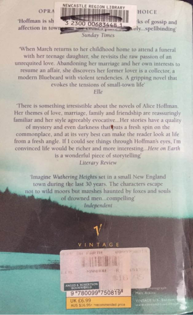 Here On Earth - Alice Hoffman (Vintage - Paperback) book collectible [Barcode 9780099750819] - Main Image 2