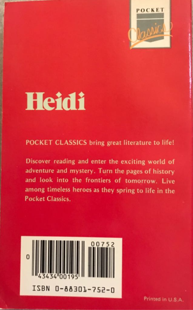 Heidi - Johanna Spyri (Academic Industries, Inc - Paperback) book collectible [Barcode 9780883017524] - Main Image 2