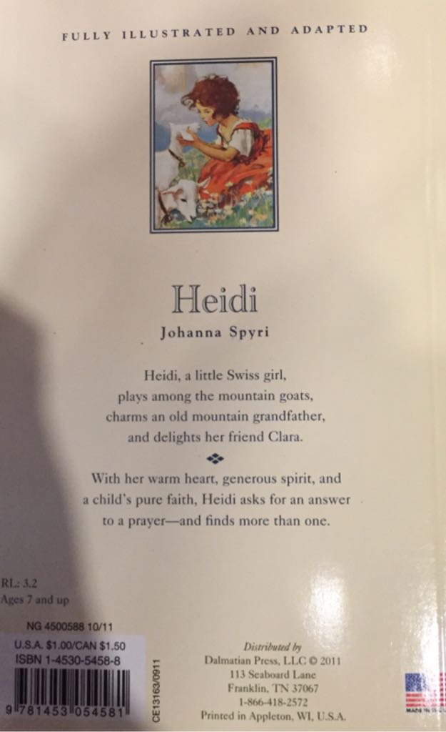 Heidi  - Johanna Spyri book collectible [Barcode 9781453054581] - Main Image 2