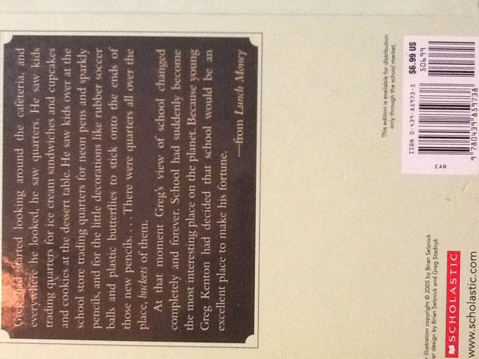 Lunch Money - Andrew Clements (Scholastic - Hardcover) book collectible [Barcode 9780439859738] - Main Image 2