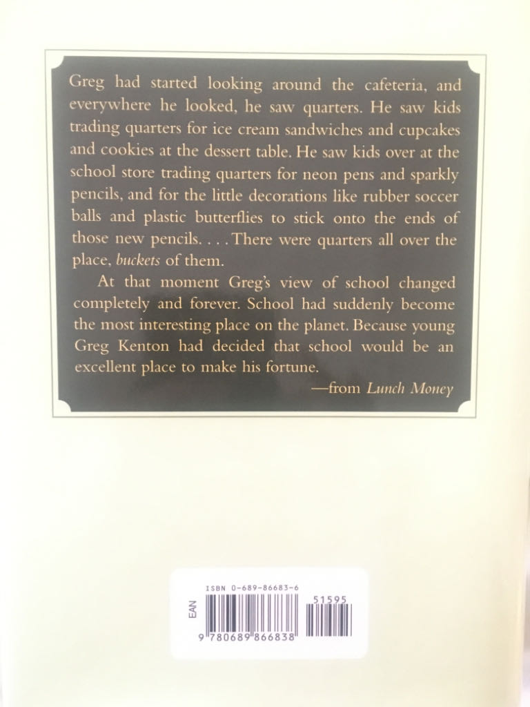 Lunch Money - Andrew Clements (Simon - Hardcover) book collectible [Barcode 9780689866838] - Main Image 2