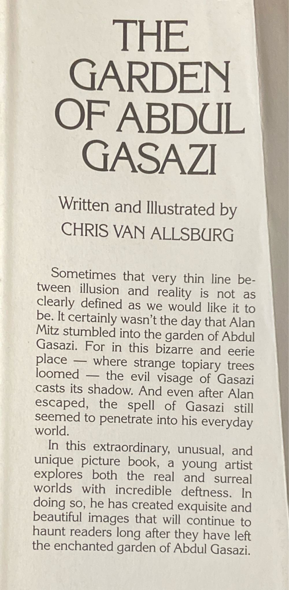 The Garden of Abdul Gasazi - Chris Van Allsburg (Houghton Mifflin Books for Children - Hardcover) book collectible [Barcode 9780395278048] - Main Image 3