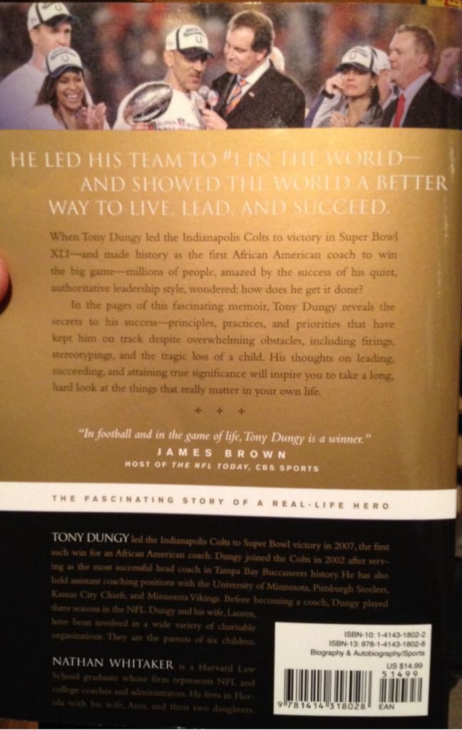 Quiet Strength - Tony Dungy (Tyndale House Publishers Inc. - Trade Paperback) book collectible [Barcode 9781414318028] - Main Image 2