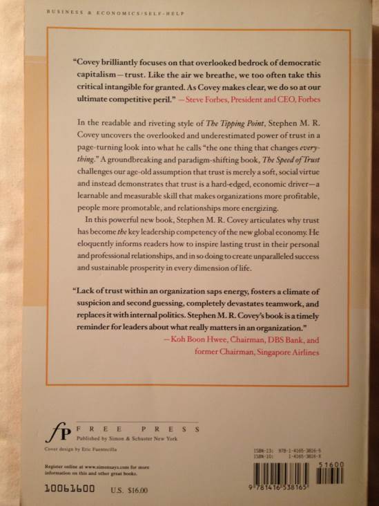 The Speed Of Trust - Stephen M R Covey (Simon - Hardcover) book collectible [Barcode 9781416538165] - Main Image 2