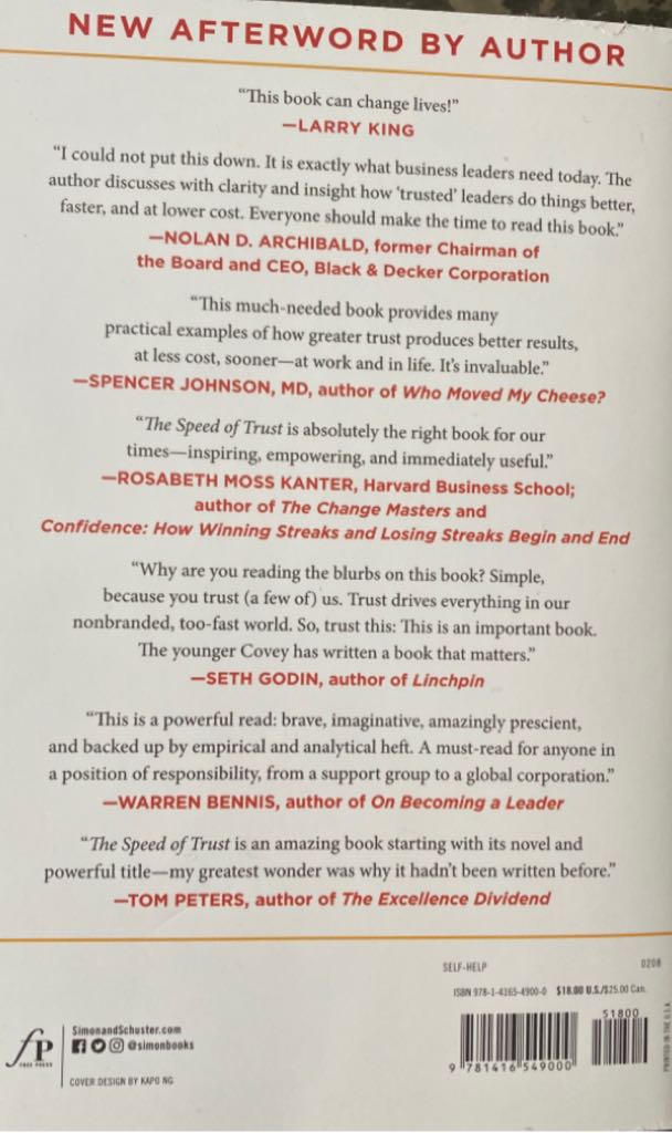 The Speed Of Trust - Stephen Covey (Free Press - Paperback) book collectible [Barcode 9781416549000] - Main Image 2