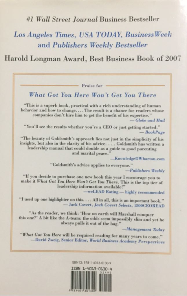 What Got You Here Wont Get You There - Goldsmith (Hyperion - Hardcover) book collectible [Barcode 9781401301309] - Main Image 2