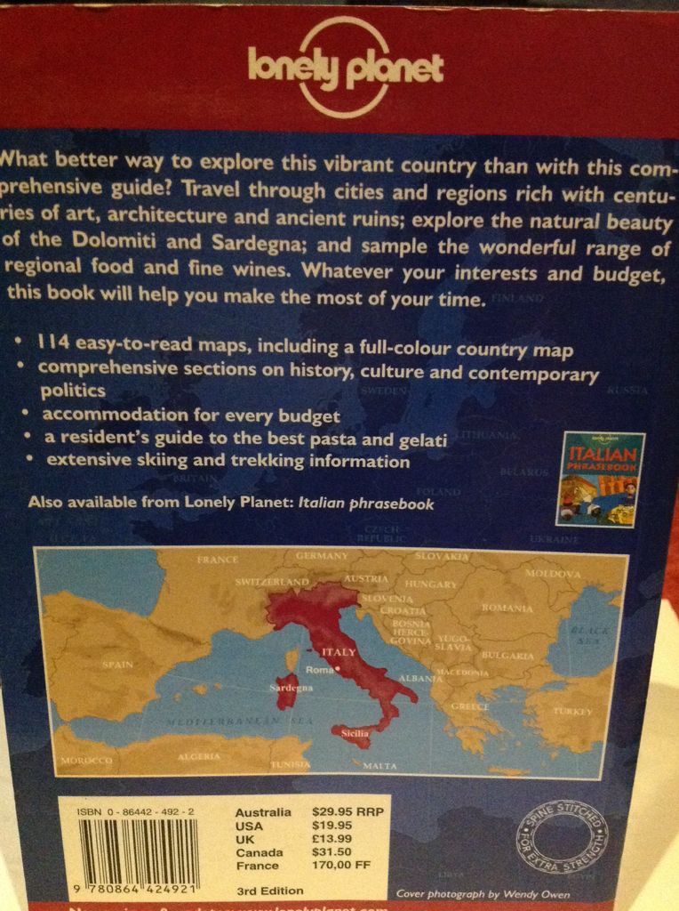 Italy - Lonely Planet (Colorcraft Ltd Hong Kong - Paperback) book collectible [Barcode 9780864424921] - Main Image 2