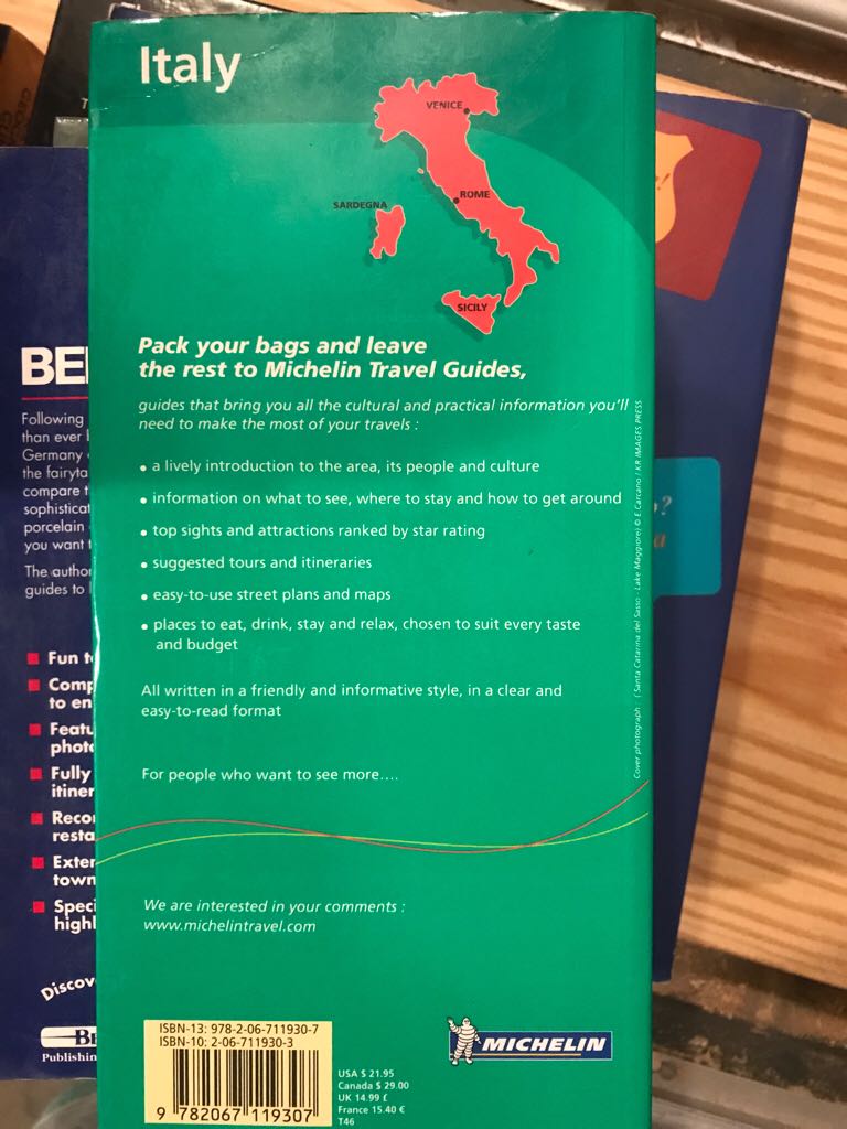 Italy  (Michelin Travel Publications) book collectible [Barcode 9782067119307] - Main Image 2