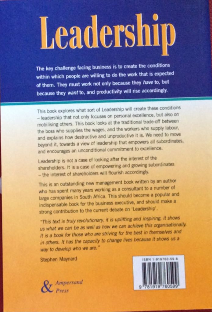 Leadership  book collectible [Barcode 9781919760599] - Main Image 2