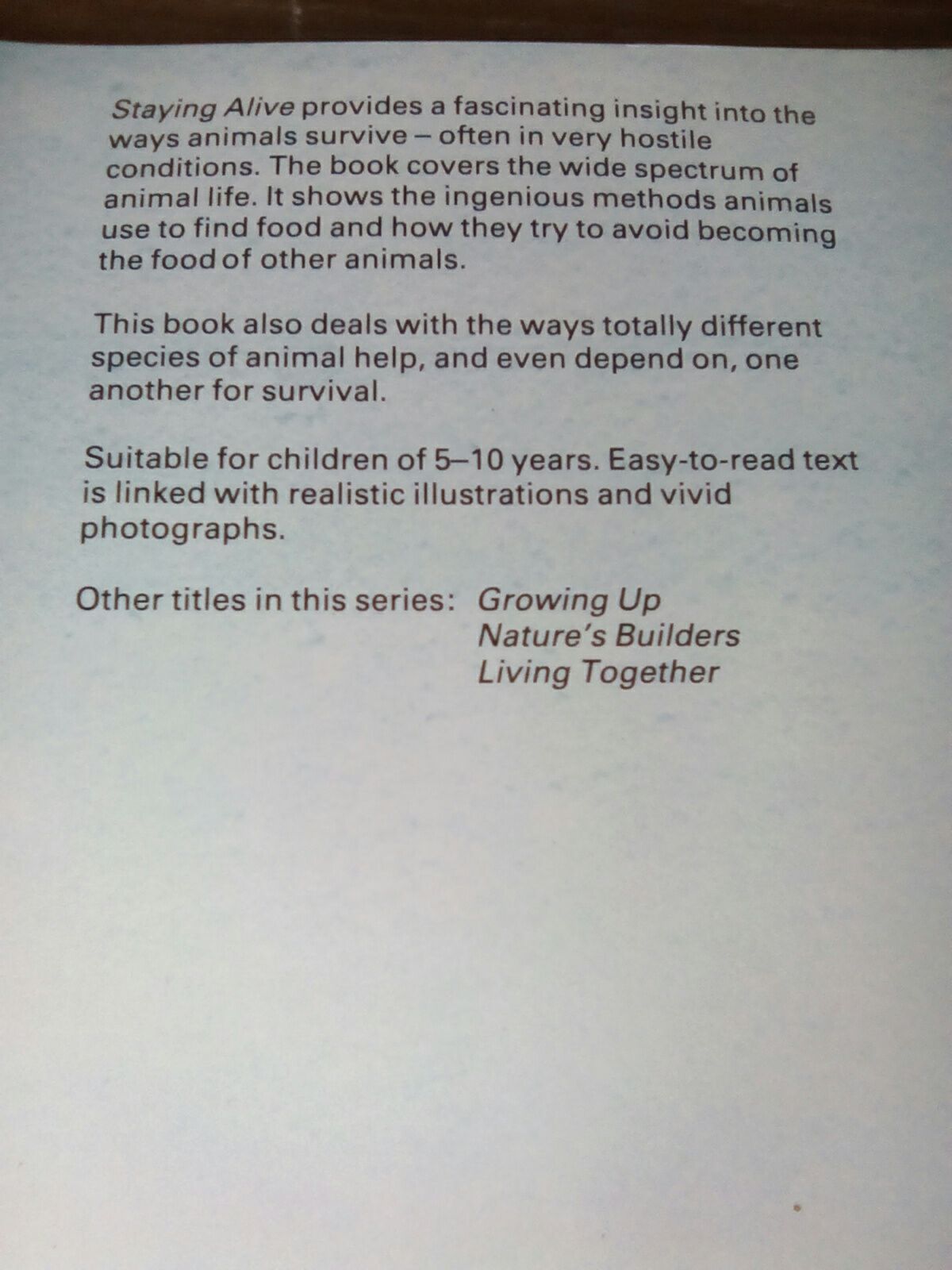 Animal Life: Staying Alive - Karen & Londesborough, Kate O’Callaghan (Paperback) book collectible [Barcode 9780861124350] - Main Image 2