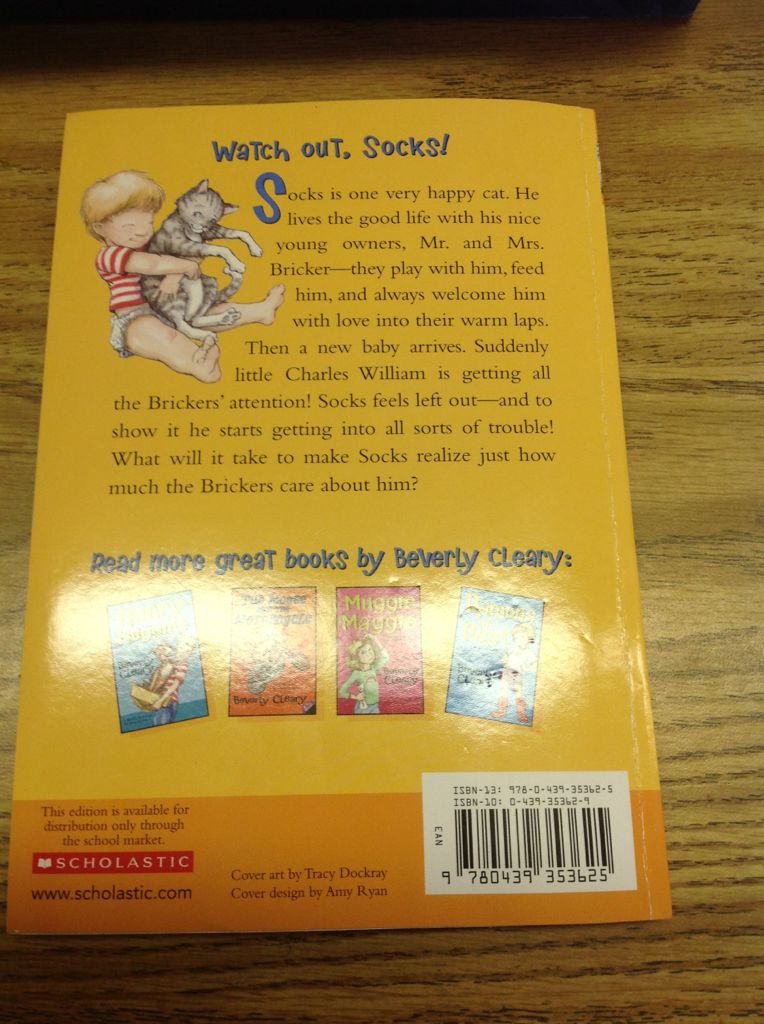 Socks - Beverly Cleary (Scholastic Inc - Paperback) book collectible [Barcode 9780439353625] - Main Image 2