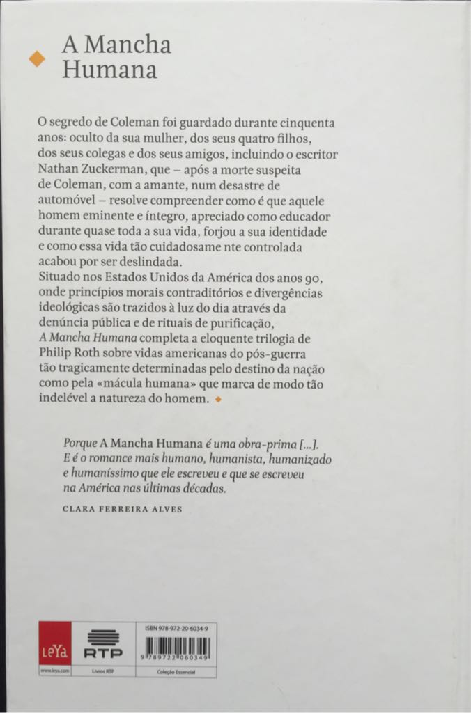 A Mancha Humana - Philip Roth (Publicações Dom Quixote) book collectible [Barcode 9789722060349] - Main Image 2