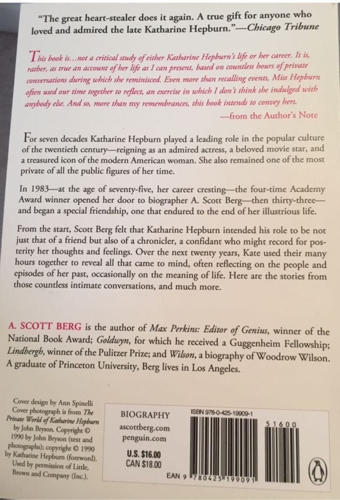 Kate Remembered - A. Scott Berg (Berkley Publishing Group - Paperback) book collectible [Barcode 9780425199091] - Main Image 2