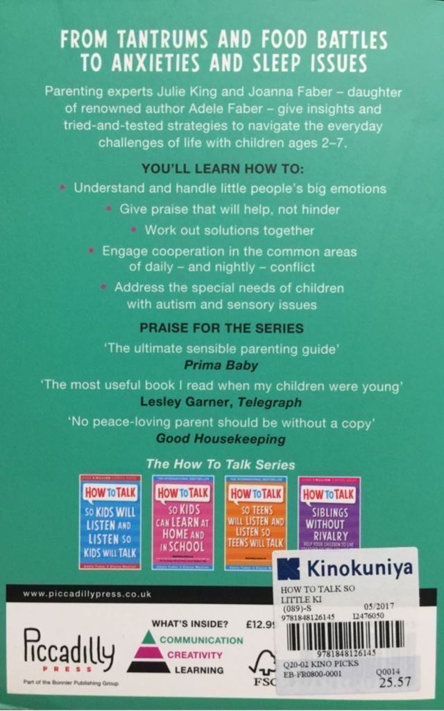 How To Talk: Siblings Without Rivalry - Adele Faber (Piccadilly Press - Paperback) book collectible [Barcode 9781853406300] - Main Image 2