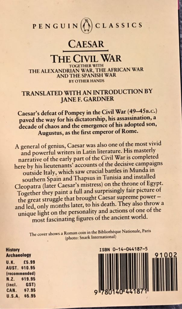 The Civil War - Julius Caesar (ePenguin - Trade Paperback) book collectible [Barcode 9780140441871] - Main Image 2