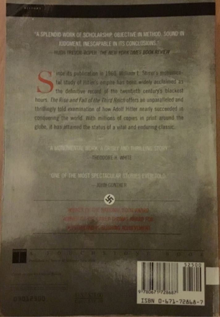 The Rise And Fall Of The Third Reich - William Shirer (Simon and Schuster - Hardcover) book collectible [Barcode 9780671728687] - Main Image 2
