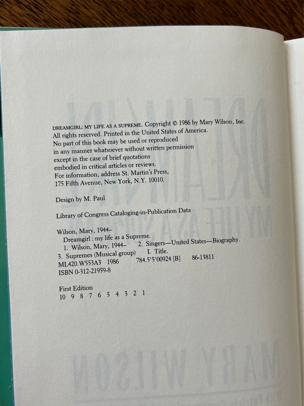 Dreamgirl: My Life As A Supreme - Mary Wilson (St. Martin’s Press - Hardcover) book collectible [Barcode 9780312219598] - Main Image 3
