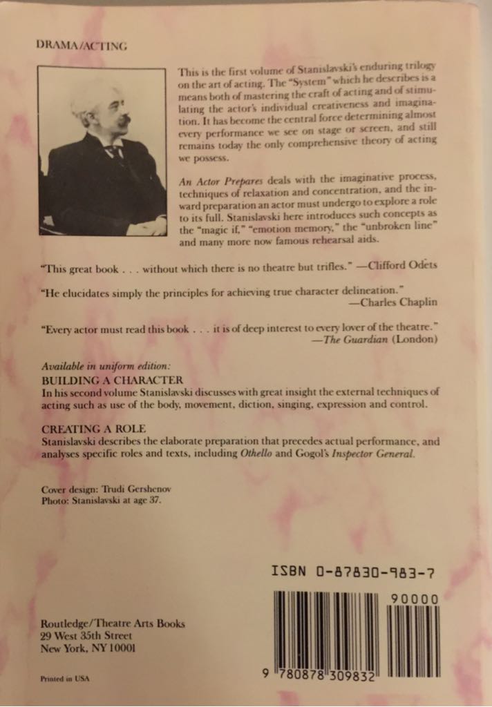 An Actor Prepares - Constantine Stanislavski (Theatre Arts Book - Paperback) book collectible [Barcode 9780878309832] - Main Image 2