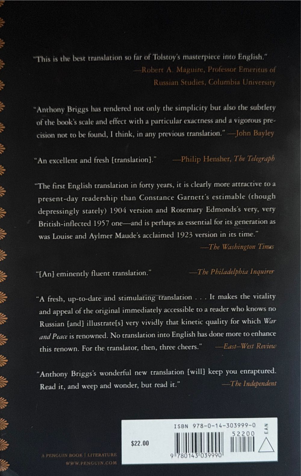 War And Peace - Leo Tolstoy (Penguin Publishing Group - Paperback) book collectible [Barcode 9780143039990] - Main Image 2