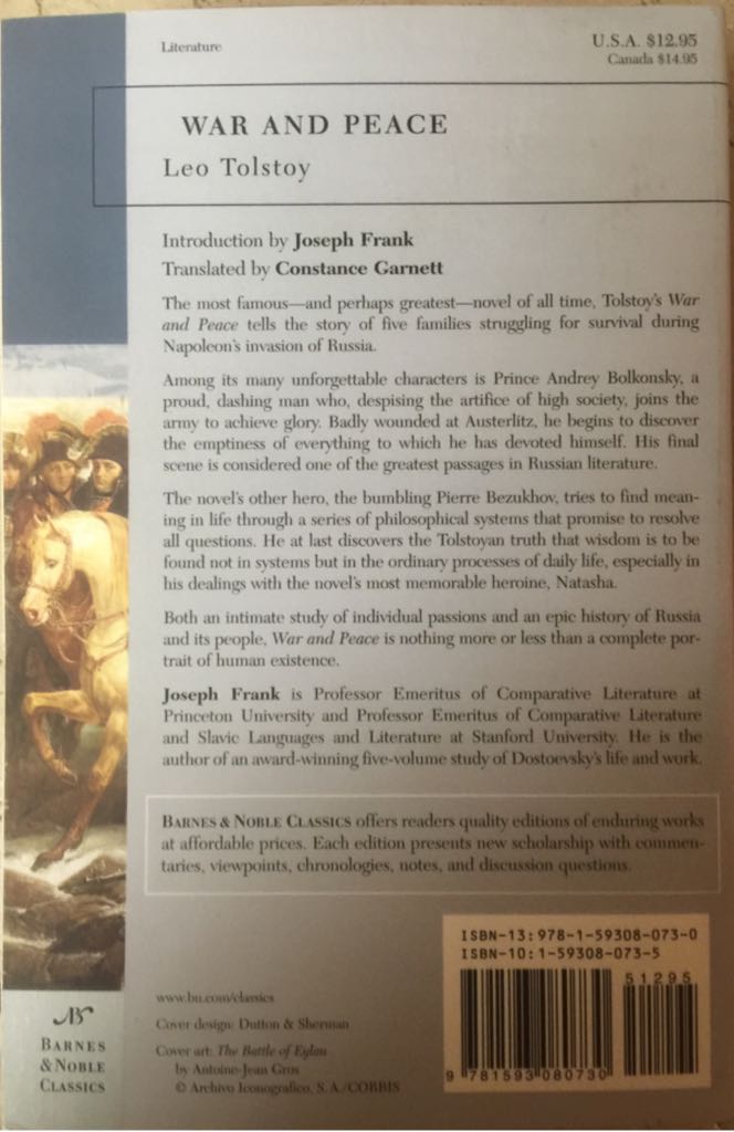 War And Peace - Leo Tolstoy (Barnes & Noble Books - Paperback) book collectible [Barcode 9781593080730] - Main Image 2