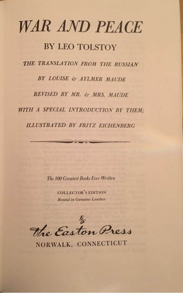 War And Peace - Leo Tolstoy (International Collectors Library - Hardcover) book collectible - Main Image 2