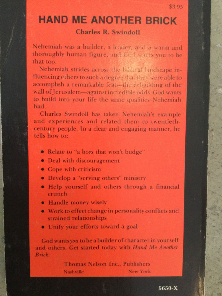 Hand Me Another Brick - Charles Swindoll (Bantam) book collectible [Barcode 9780553236156] - Main Image 2