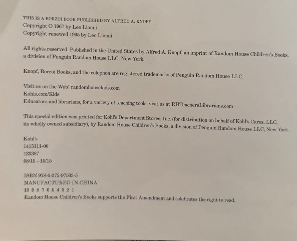 Frederick - Leo Lionni (A Random House Book - Hardcover) book collectible [Barcode 9780375975035] - Main Image 3