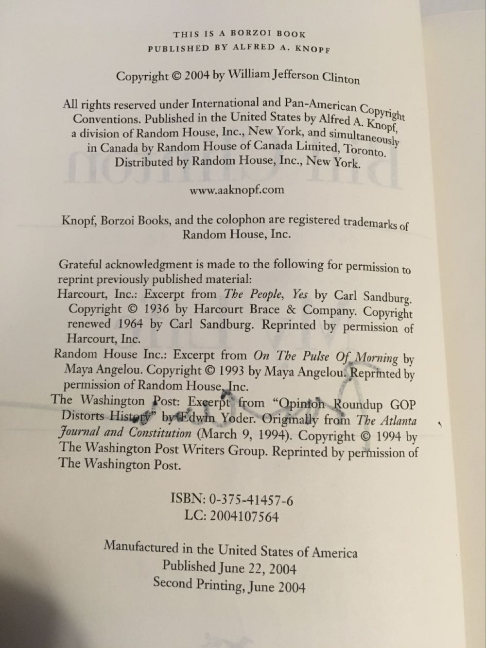 My Life - Bill Clinton (Alfred A. Knopf - Hardcover) book collectible [Barcode 9780375414572] - Main Image 3