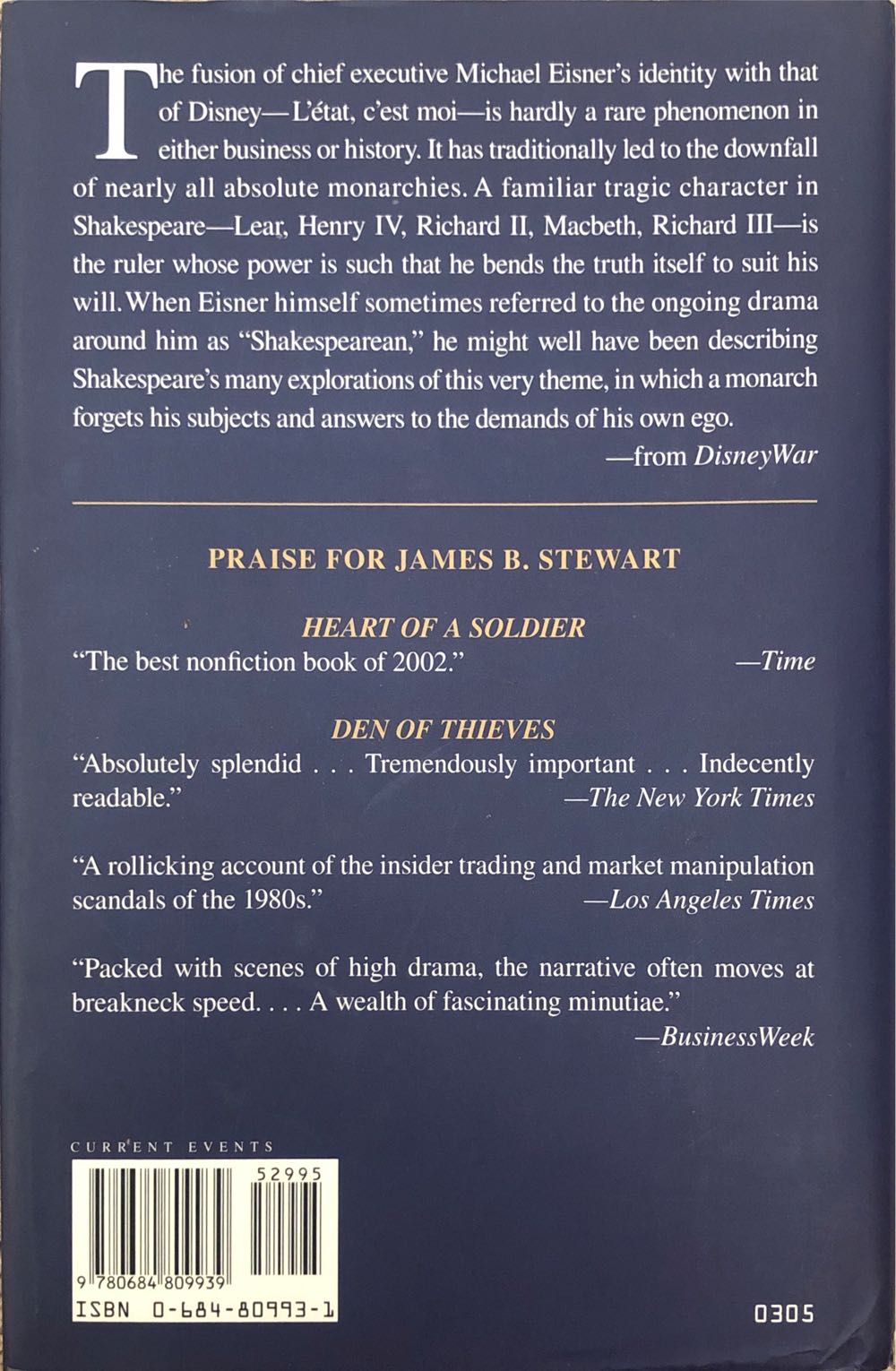 Disney War - James B. Stewart (Simon & Schuster - Hardcover) book collectible [Barcode 9780684809939] - Main Image 2