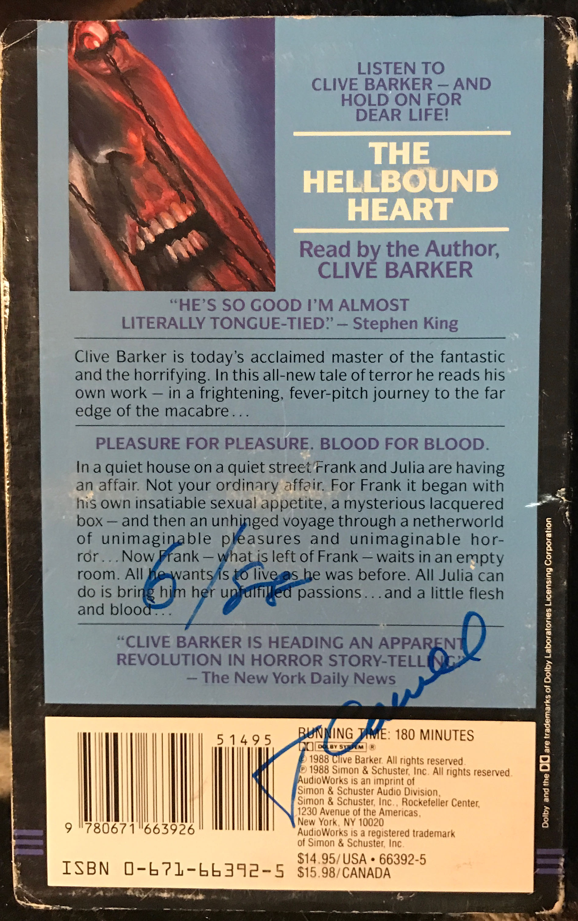 The Hellbound Heart (Missing Tape 1 of 2) - Clive Barker (Audiobook) book collectible - Main Image 2