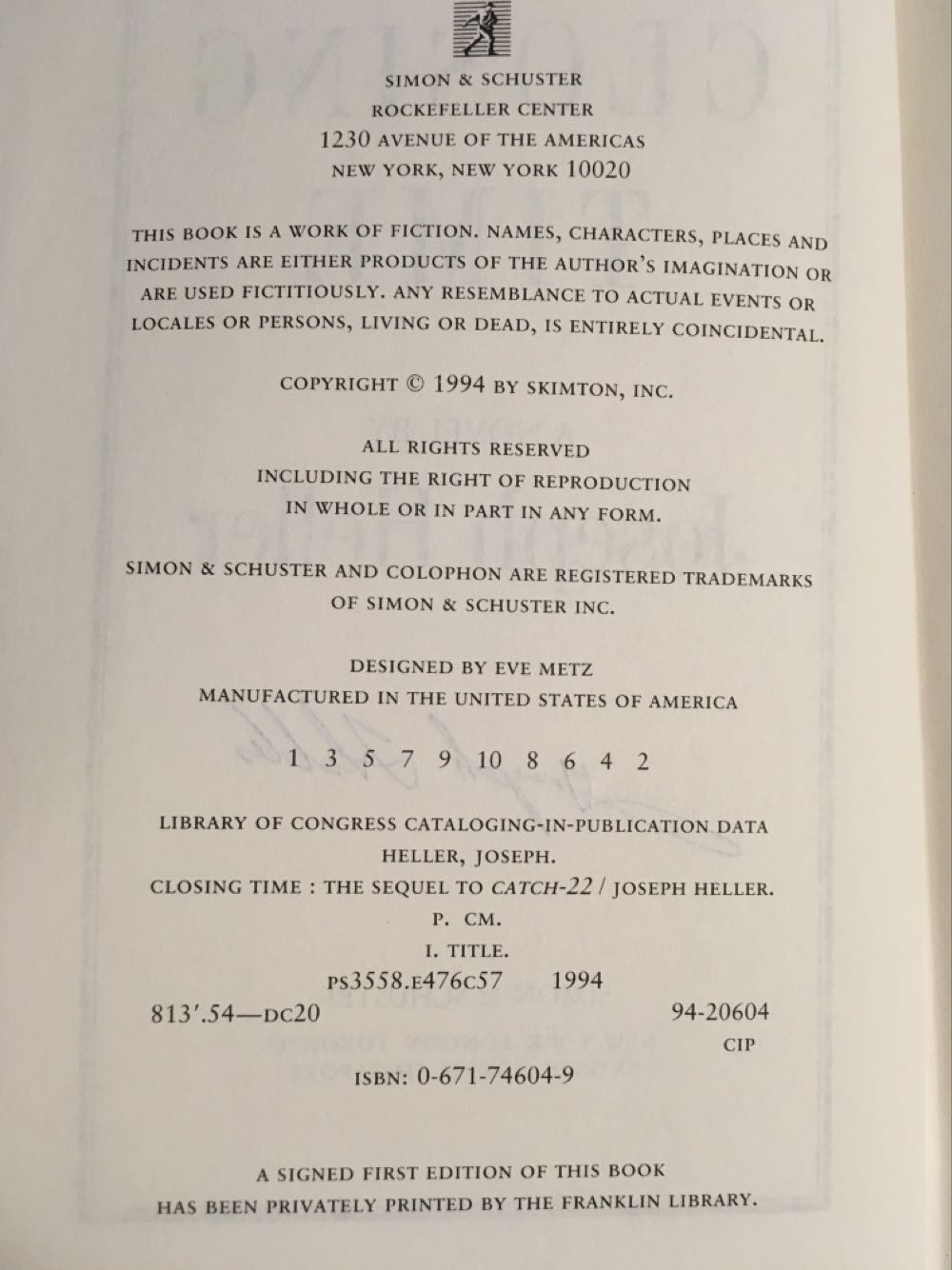 Closing Time - Joseph Heller (Simon and Schuster - Audiobook) book collectible [Barcode 9780671746049] - Main Image 3