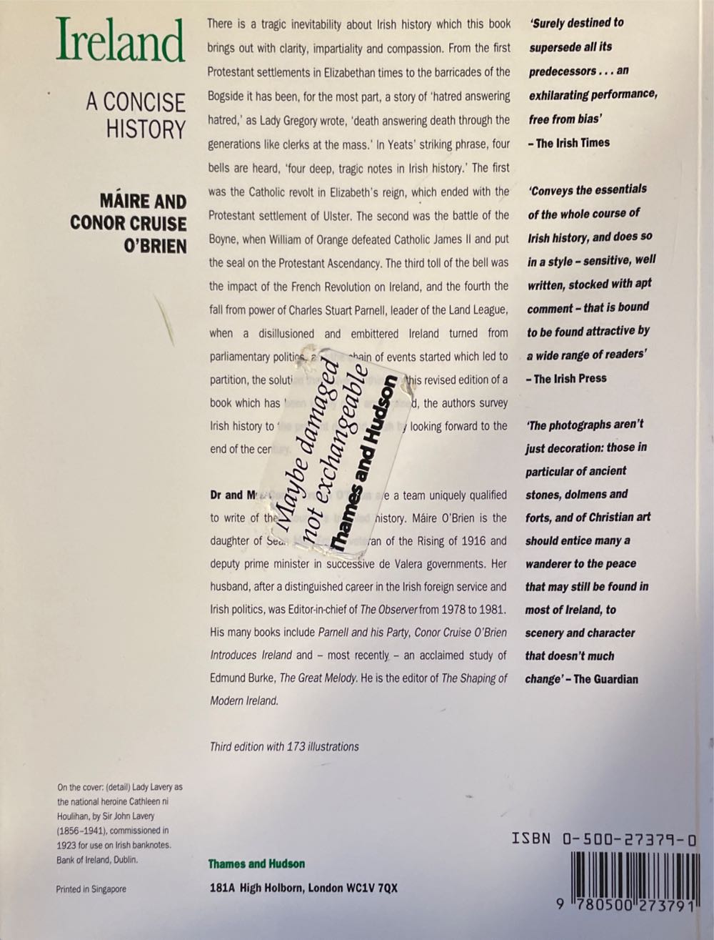 Ireland - Maire And Conor Cruise O’Brien (Thames And Hudson - Trade Paperback) book collectible [Barcode 9780500273791] - Main Image 2