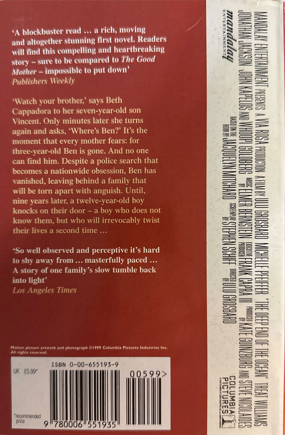 The Deep End Of the Ocean - Jacquelyn Mitchard (Flamingo - Trade Paperback) book collectible [Barcode 9780006551935] - Main Image 2