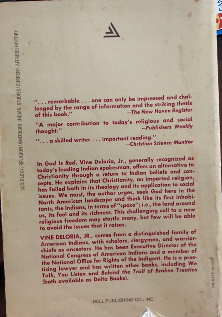 God Is Red - Jr. Vine Deloria (Dell Publishing Co. - Paperback) book collectible - Main Image 2