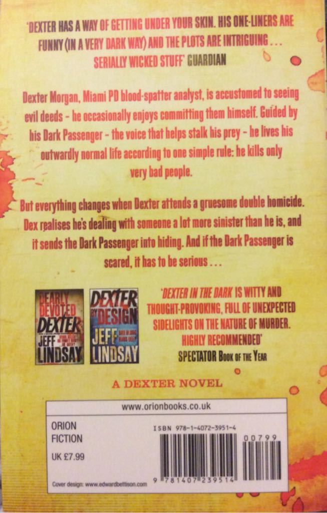 Dexter 3: Dexter In The Dark - Jeff Lindsay (- Paperback) book collectible [Barcode 9781407239514] - Main Image 2