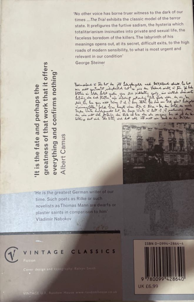 The Trial - Franz Kafka (Vintage - Paperback) book collectible [Barcode 9780099428640] - Main Image 2