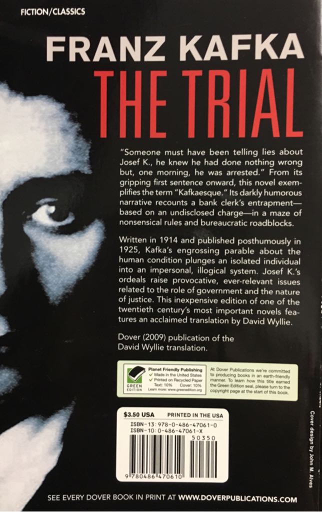 The Trial - Franz Kafka (Dover Books - Paperback) book collectible [Barcode 9780486470610] - Main Image 2