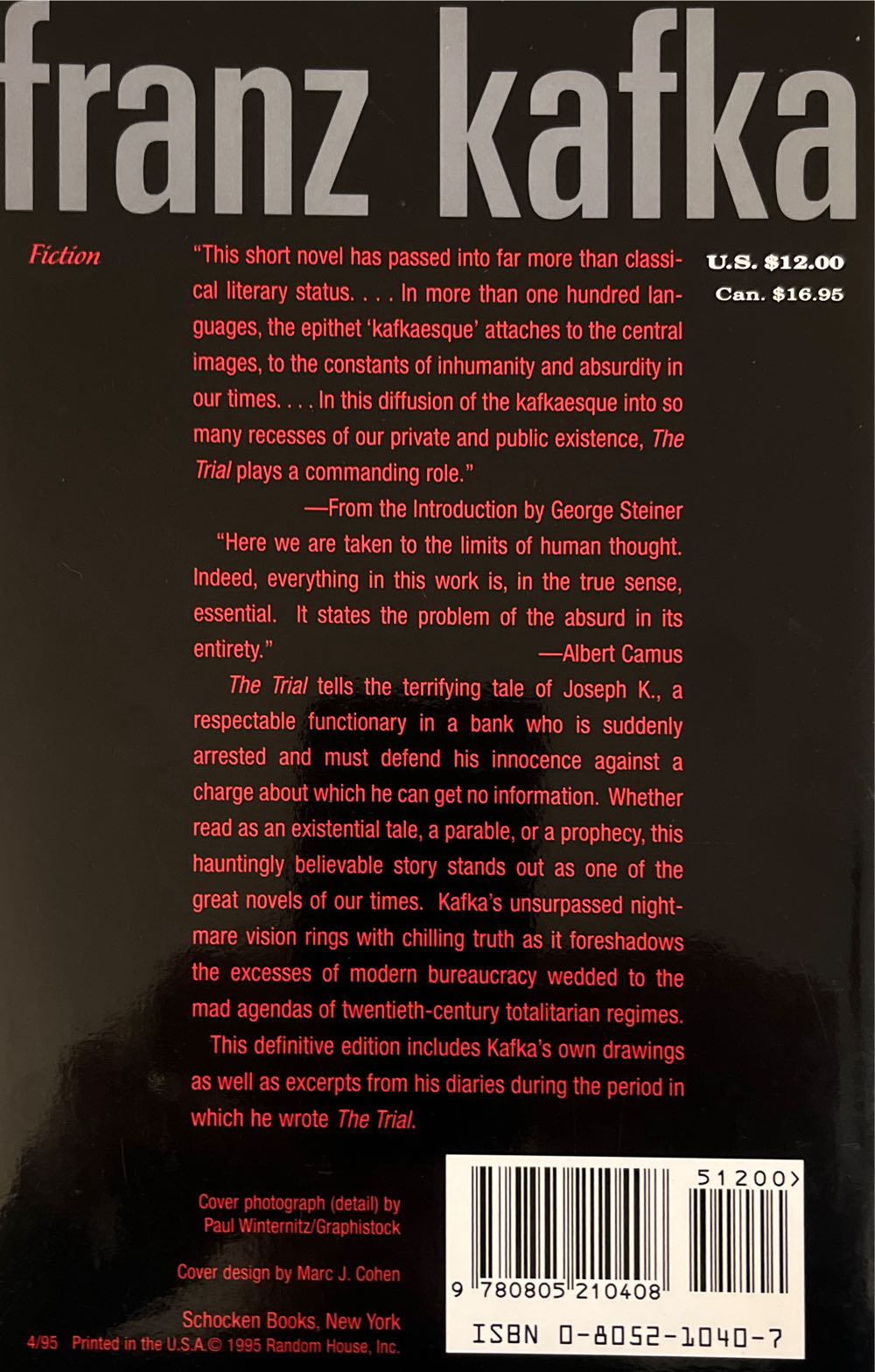 Trial, The - Franz Kafka (Schocken - Paperback) book collectible [Barcode 9780805210408] - Main Image 2